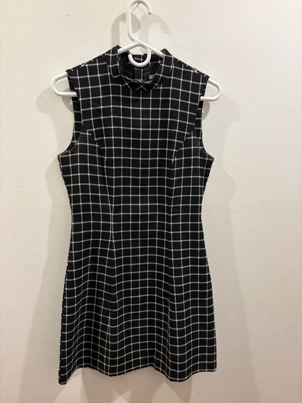 Black & White Sleeveless Checked Shift Dress